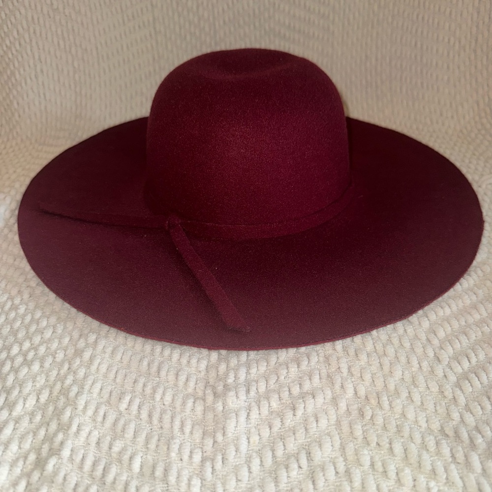 Burgundy Wide-Brim Floppy Hat